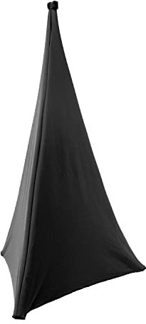 BoomToneDJ LYC-ST120-BK Housse en Lycra Noir Extensible pour Pieds d'enceinte. Housse Triangulaire pour Pieds de Haut-parleurs. Lycra Double Face 160cm de Haut. Lycra ignifugé 190 GR/m². DJ Mobile.