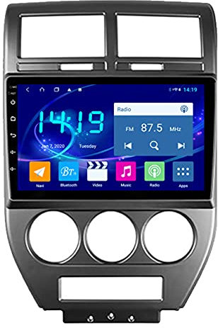 Auto GPS Navigation, 4G + 64G Android 10 IPS 9 Zoll für Jeep Compass 2006-2010, Auto DVD Radio Audio Video Multimedia System, 4G / WIFI/Original Lenkradsteuerung