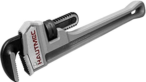 HAUTMEC Heavy-Duty Straight Pipe Wrench, 900mm (36 Inch) Non-Slip and Rust-Proof Plumbing Wrench, Heat-Treated Floating Hook Jaw and Light-Weight Cast Aluminum Wide I-Beam Handle HT0188-PW