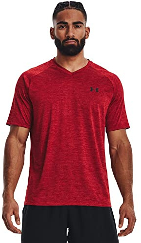 Under Armour Men's Tech 2.0 V-Neck Short-Sleeve T-Shirt, (610) Stadium Red/Red/Black, XXXL Tall