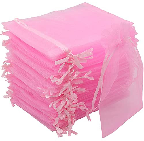 Carehabi - Bolsas de organza, bolsa de organza, bolsa de regalo de organza, bolsa para joyas, bolsa de boda, bolsa de lavanda (10 x 15 cm, rosa).
