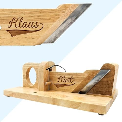 KDO MAGIC - Guillotine Saucisson personnalisé - Trancheuse gravée avec votre texte - Guillotine apéro Personnalisable - Cadeau Papa, Homme, Noël - Idée cadeau fête des pères (Modèle Prénom)