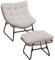 Outsunny Fauteuil Chaise de Jardin avec Repose-Pieds en métal époxy et résine tressée Aspect rotin avec Coussins Moelleux - Naturel