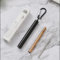 1 x Foldable Reusable Stainless Steel Portable Metal Drinking Straws with Aluminum Key-Ring Case & Cleaning Brush Portable High-End for Travel, Home, Work (Rose Gold Straw + Black Casing)