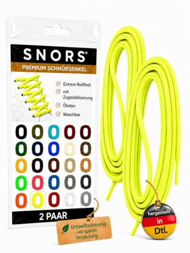 SNORS 2 paia di LACCI ROTONDI e PIATTI 22 colori 60-150cm - robusti, lavabili, antistrappo, lacci da scarpe in POLIESTERE per scarpe da ginnastica scarpe sportive scarpe da corsa