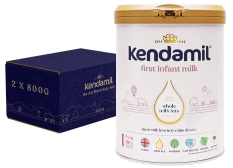 (2x800g) Kendamil First Infant Milk 2-Pack, Stage 1 from Birth – British Made, Whole Milk Formula – Vegetarian, No Palm Oil, No GMOs – with Omega 3 DHA, Omega 6 ARA and Prebiotics