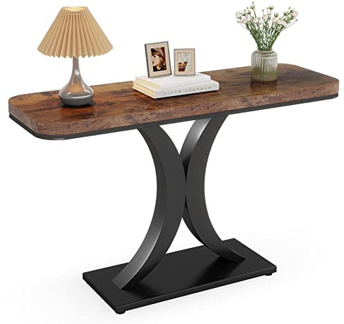 LITTLE TREE Industrial Entryway Console Table, Compact Foyer Hallway Accent Table for Small Space