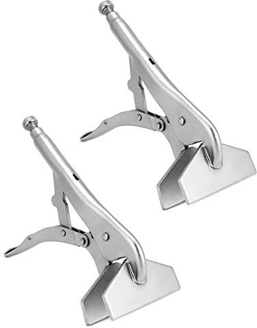 QWORK 10 Locking Sheet Metal Clamp, 2 Pack Welding Locking Plier Tools, Heavy Duty Sheet Metal Grip Tool, Adjustable Opening Nickle Plated Welding Plier