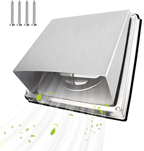 LbsAMP Griglia Aerazione 100mm Protezione Della Griglia di sfiato Ventilazione Rettangolare Griglia Acciaio Inox con Zanzariera Antivento e Rete