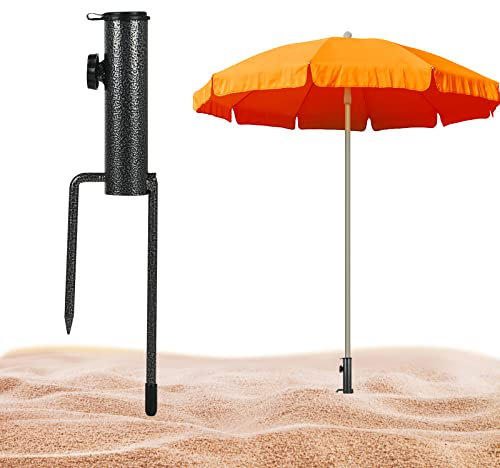 JinsenTGG Ancoraggio per Ombrellone, Picchetto da Terra per Ombrellone, Supporto per Ombrellone Portatile per Ombrellone da Spiaggia/Ombrellone/Giardino/Pesca, Supporti per Erba a Terra (Nero)