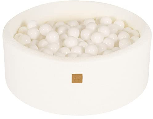 MEOWBABY Piscine à Balle pour bébé en Bouclé – Piscine à balles 90x30cm Douce avec 200 balles – Piscine a Balle Enfant, Weiß