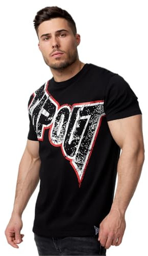 Tapout Herren T-Shirt Normale Passform Bernardino Black/Ecru/Red M, 940009