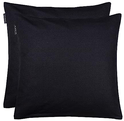 LINUM Annabell Elegant Kissenhülle 50x50 cm 2er-Pack, 100% Baumwolle, Maschinenwaschbar, Schwarz