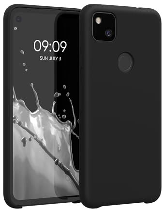 kwmobile Hülle kompatibel mit Google Pixel 4a Hülle - Silikon Handy Case - Handyhülle weiche Oberfläche - kabelloses Laden - Schwarz