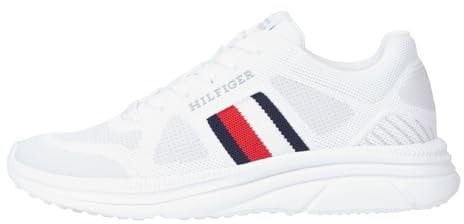 Tommy Hilfiger MODERN RUNNER KNIT EVO ESS Mittelhoher Schnitt (Schuhe) Herren, Weiß (White), 44 EU
