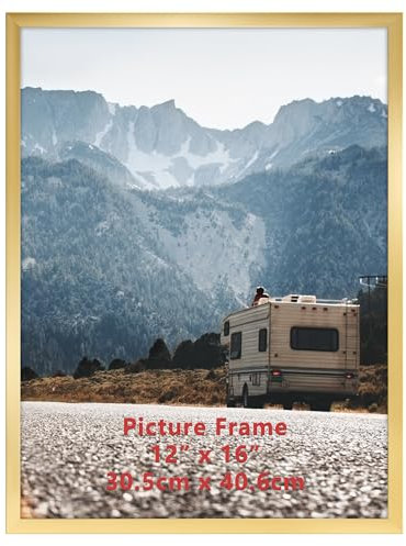 Giftgarden Bilderrahmen 30x40 cm, Einzel Rahmen für 40x30 cm Fotos und Bilder | Großer Posterrahmen – ausschließlich für horizontale oder vertikale Wandmontage, Gold Fotorahmen
