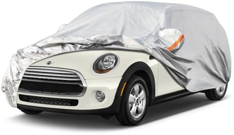 Kayme Autoplane Wasserdicht Atmungsaktiv für Mini Cooper 5 türer (2014-2025), 6 Schichten Vollgarage Autoabdeckung für Regen Sonne Staub Schutz Verkratzt, Autoabdeckung mit Reflektierenden Streifen.