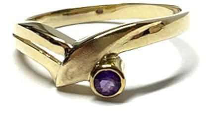 Goldring 333/- Gold Amethyst rund facettiert zart schmal Schmuckring Ring #57