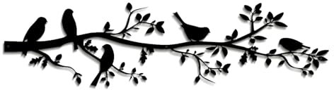 DUOOLN Metall-Vogel-Wandkunst,Vögel Auf Zweig,Wanddekoration,Schwarze Blätter Vogelskulpturen,Vogel Auf Weinrebe,Olivenzweig,Eisen-Silhouette,Wandbehangschild Für Wohnzimmer,Schlafzimmer