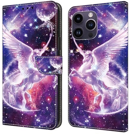 For iPhone 11 Case Leather Flip Wallet Women Men Case Flip Cover Magnetic Closure Cover with Card Slots Slot Design and Kickstand for iPhone 11 Phone Cover,Unicorn