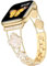 Tasikar Bling Diamant Damenarmband Kompatibel mit Apple Watch Armband 42mm(Serie 10) 41mm 40mm 38mm SE Serie 10 9 8 7 6 5 4 3 2 1 süßes Glückskleeblatt elegantes Ersatzarmband (Gold)