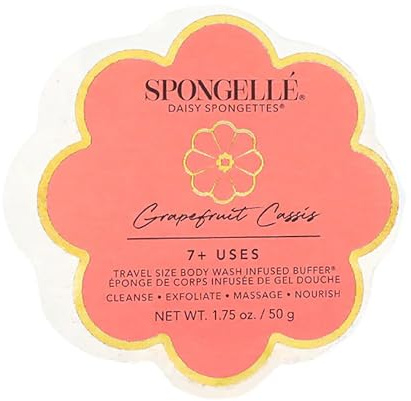 Spongelle Grapefruit Cassis Spongette Luffa Körperschrubber | Bad & Dusche Luffa für Frauen | Körperpeeling mit Duschschwamm | 5+ Anwendungen | Zesty Grapefruit, Cassis & Vanille