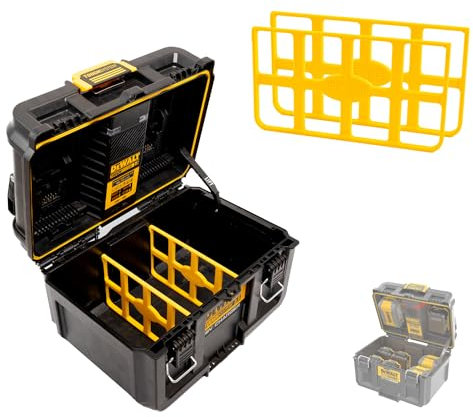 RUGGED TOOLS - Divisor resistente compatible con la caja de carga Dewalt ToughSystem 2.0 de doble puerto, par amarillo
