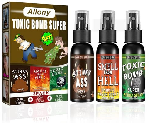Allony 3 PaquetesFart Spray, Spray Fetido, Spray Apestoso de Broma, Herramienta Divertida para y Adultos, Mal Olor Extremadamente Duradero - Olor a Caca