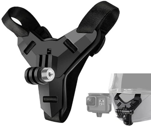 KOOLEVER Motorrad Helmhalterung für GoPro, Einstellbare Kinnhalterung für GoPro Hero 12/11/10/9/8/7/6/5, DJI Osmo, Insta360, Rutschfestes Silikon Motorradhelm-Halterung