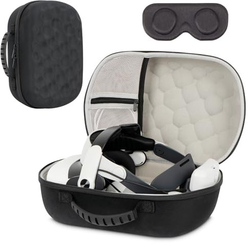 XINGFUDAO Large Carrying Case for Meta Quest 3/Quest 3S, Protective Storage Bag Compatible with Kiwi/BOBOVR/Maecker Headstrap and Accessorie