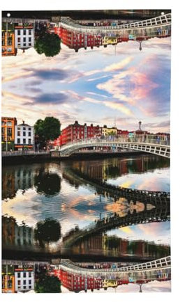 Dublin Irland Ha Penny Bridge Fluss Druck Frühlingsflagge 90 x 152 cm farbecht Outdoor/Inside Breeze Flagge Garten Haus Heimdekoration