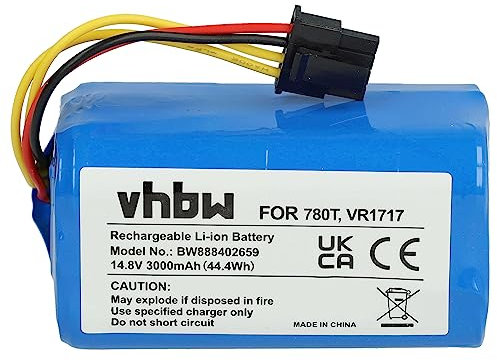 vhbw Batería Compatible con Cecotec Conga 1490, 1590, 1390, 1290 Robot Limpieza (3000 mAh, 14,8 V, Li-Ion)