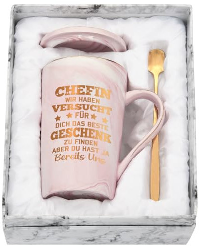 Joymaking Chefin Geschenk Tasse mit Spruch - Wir haben versucht für dich das beste Geschenk zu finden, lustig Chefin Tasse Abschiedgeschenk Geburtstag, 400ml Rosa