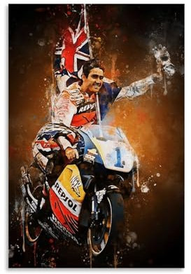 ZBSXLBNG Racing Driver Mick Doohan Poster Dekorative Malerei Leinwand Wandkunst Wohnzimmer Poster Schlafzimmer Malerei 08x12inch(20x30cm)