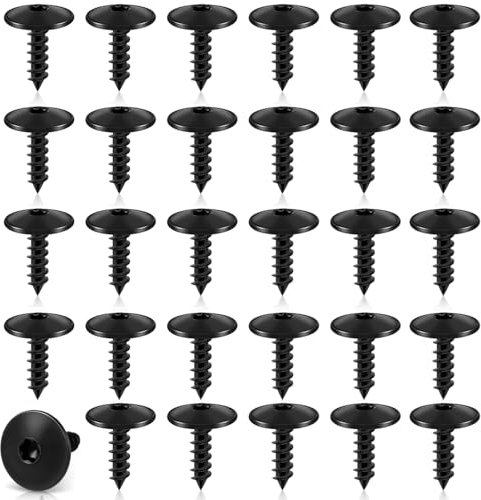 Kecanmater Lot de 60 vis de carrosserie M5 x 16 mm Torx Vis autotaraudeuses en acier inoxydable à tête ronde Vis de carrosserie pour garde-boue, pare-boue, arcs de roue