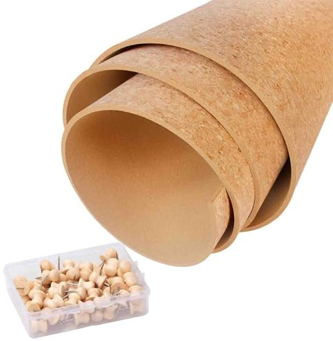 Tableau liege mural, Panneau d'affichage Tableaux D'affichage Muraux, Tableau D'affichage En Liège Avec 100 Punaises Et Adhésif, Feuille De Liège 8/10 MM Pour Fléchettes Murales, Travaux Manuels(10mm(