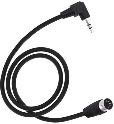 YARCHONN 5 Pin DIN Cable MIDI Din 5 Pin Male to 90 Degree 1/8 Inch 3.5mm TRS Male Stereo Right Angle Jack Plug Audio Cable for Speaker Amplifier HiFi Soundsystems-1.5M /4.9FT (TRS to Male)