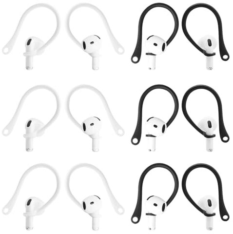 ZMDMAH 6 Paar Verbesserte Over-Ear-Bügel, Verbesserte Ohrbügel, Anti-Verlust-Ohrbügel Kopfhörerhaken Universal EarHooks Anti Drop Sport Kompatibel mit AirPods Pro 1 2, AirPods 4 und 3 Weiß Schwarz