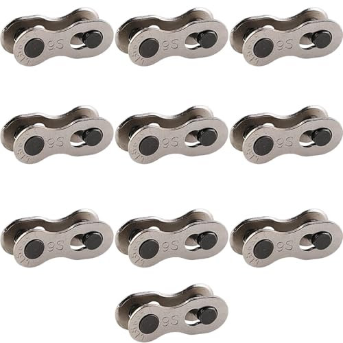 Vroxdrez Fahrrad Kettenverschluss 9-fach – 10 Stück wiederverwendbare Kettenschlösser aus Stahl – Kettenverbinder für MTB & Rennrad – Schnellverschluss für Fahrradketten (9 fach)
