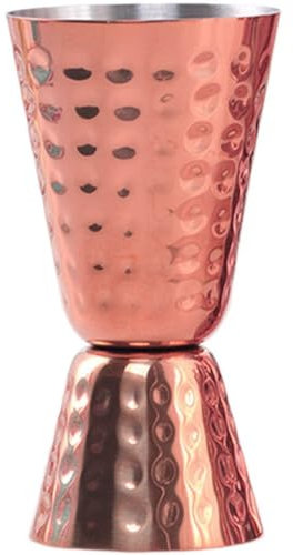 Vobumix Hammered Copper Double Jigger, Stainless Steel Cocktail Jigger 1 Ounce/2 Ounce Copper Shot Glass for Spirits, Drinks Measures