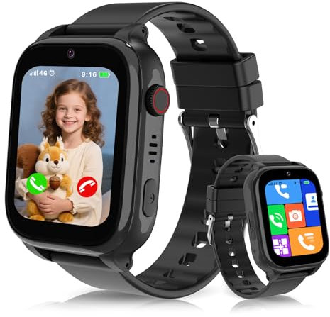YEDASAH 4G Montre Connectée Enfant GPS, Appel Vidéo, Réveil, Appareil Photo, Mode Scolaire, Jeux, Chat, Montre Intelligente, GPS Enfant, Cadeau de Noël