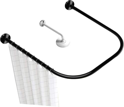 Tringle à rideau de douche en forme de U pour baignoire, courbe, en acier inoxydable 304, réglable, idéale pour salle de bain et fenêtre, 90 x 90 x 90 cm