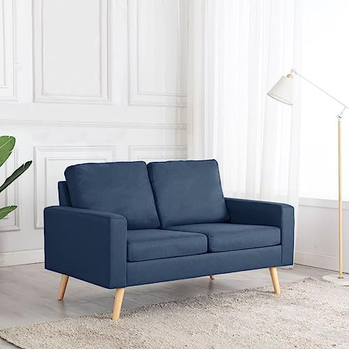 MOBCANT 2-Sitzer-Sofa Blau Stoff Sofagarnitur Couch Couchgarnitur Polstergarnitur für Wohnung Empfangsraum Büro Wohnzimmer