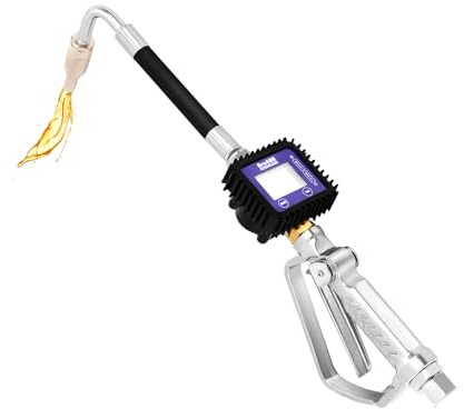 Fyssnn Elektrische Zapfpistole mit 360° Drehgelenk & LCD-Display & Automatischem Stopp Hohe Genauigkeit (±0.3%) Ölmesserpistole Digitale Manuelle Ölpistole für Heizöl Schmieröl