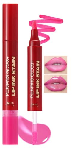 Double-headed Lip Liner Stain, Semi-permanent Tattoo Lipliner Waterproof, Colour Lip Marker Stain, Lips Plumper Tint, Highly Pigmented Liquid Lipstick Hold for 24h Moisturising Lips Makeup，01