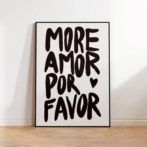 Moderne, Eklektische Wandkunst-Drucke, Leinwandbilder Und Poster Mit Dem Spruch More Amor Por Favor (Mehr Liebe, Bitte!) – Sonnenschein-Zitate Für Die Wohnzimmerdekoration 40X50Cm Kein Rahmen