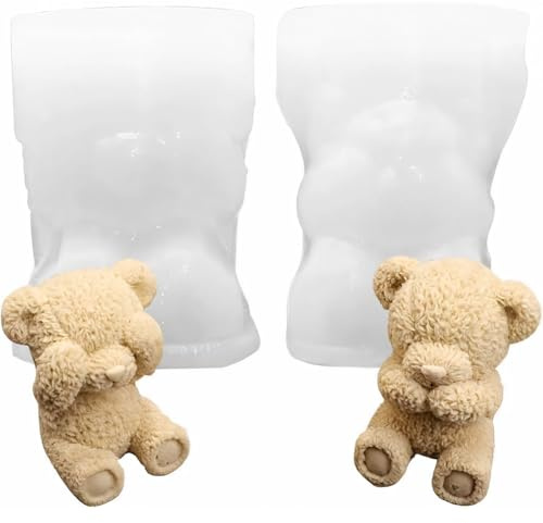 Stampo In Silicone Per Orsetto,Stampo Per Orso 3D,Stampi Decorativi In Resina Epossidica Siliconica Per Candele Profumate,Decorazione Per La Casa,2PCS (standing)
