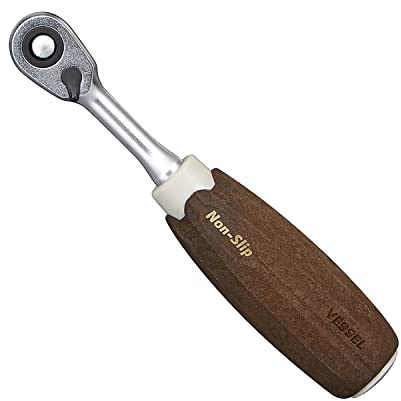 VESSEL Mango Antideslizante de 6,35 mm, Carraca de Madera HRH2W (Trinquete de 1/4 Pulgadas Cuadradas)