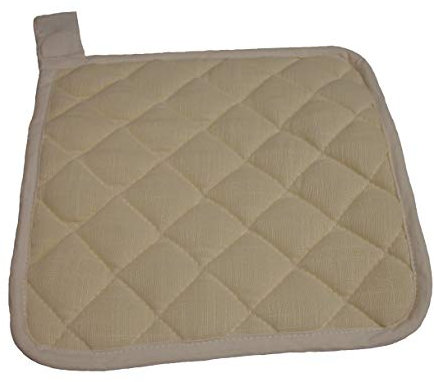 GiftsScotland Plain Cream Quilted Kitchen Magnetic Pot Holder 'Linen Look' Fabric FREE UK POSTAGE