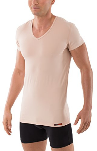 ALBERT KREUZ V-Unterhemd unsichtbar Business Herrenunterhemd aus Stretch-Baumwolle Kurzarm Hautfarbe Nude 9/3XL